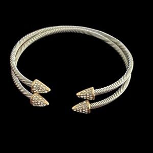 Elegant Silver and Gold-Tone Titanium bling Women's Bracelet